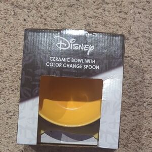 Disney Bright Yellow Bowl with Magic Spoon,(New In Box)